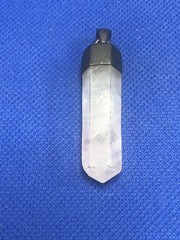 VINTAGE ROSE QUARTZ CRYSTAL POINT STERLING SILVER 925 MARKED PENDANT 2.25″ LONG