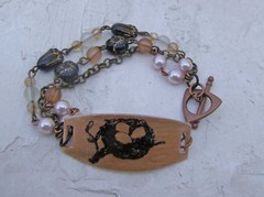 Bird Nest Egg Nature Inspired Multi Strand Flower Chain Bead Bracelet Artisan