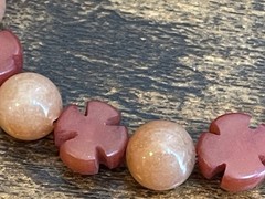 Unique Necklace Round Orange and Cut Cross Red beads Agate 16-18″