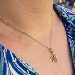 Eilat Stone Star of David Chai Pendant In 14k Gold Magen David Support Israel
