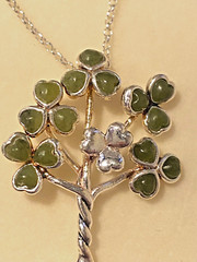 Irish 3 Leaf Clover Tree Sterling Silver Connemara Marble J.C. Walsh & Sons NEW