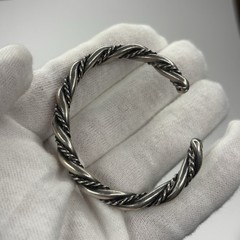 Twisted Wire Cuff Bracelet Sterling Silver Braid Heavy 30 Gram Artisan Jewelry