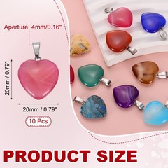 10Pcs, Heart Stone Pendants 20mm Love Heart Pendants Striped Pink Love Charm