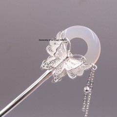 Real 925 Sterling Silver Hairpin Butterfly Shape Chinese Hair Pin Match Hanfu