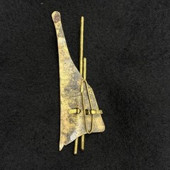 Czech Early 90s Brutalist Constructivist-inspired Brass Brooch Pin