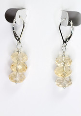 Citrine Natural Gemstone Golden Yellow 925 Sterling Silver Leverback Earrings