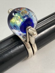 Sterling Silver 925 Dichroic Glass Fidget Size 7 Ring Hallmarked Bulls Head “GB”