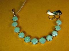 MARIANA BRACELET SWAROVSKI CRYSTALS TENNIS Yellow Gold PL Green Aqua Mothers Day