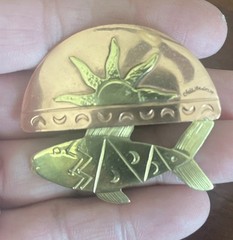 Chris Anderson Signed Mixed Metal Copper Brass Brooch Pin g