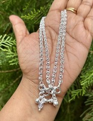 2 Pc 999 Silver Light Weight Hollow Flexible Anklet Payal, 16 gm, 10.5 inch