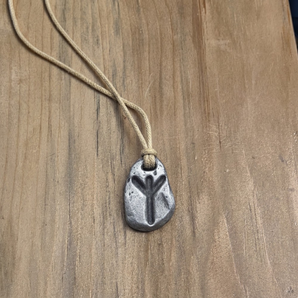 Algiz Rune Pendant ᛉ [AGED FINISH] ᛉ Pewter Talisman for Protection & Awareness