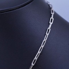 13+2″, vtg Sterling 925 silver handmade elongated oval chain choker necklace