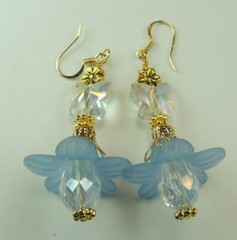 Crystal Briolette Acrylic Flowers & Butterfly Earrings Handmade Jewelry