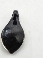 Black & Copper Swirl Glass Pendant Teardrop Shape Approx. 2.5 Inches Long