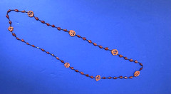 SW 24″ Petrified Brown Wood Bead Necklace with Fossil ,Tear Drop, & Seed Beads