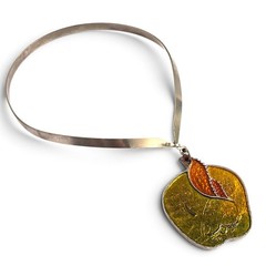 Artisan Retro Yellow Apple Pendant Choker Necklace Mod Orange Drop Earrings Set