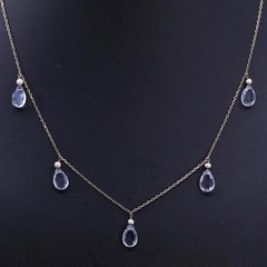 16+2”, vermeil gold over sterling silver 925 circle necklace teardrop pendant
