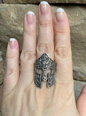 Huge Handcrafted Sterling Silver Ring Viking Warrior Helmet Size 11