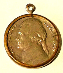 Rare 1939 Jefferson Nickle in Setting With No Mint Mark