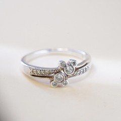 Size 9.25, Disney sterling 925 silver Mickey Mouse band ring with cluster CZ