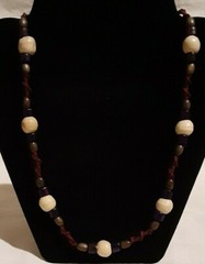 Handmade Burgundy Hemp Cord Necklace Purple Brown Wood Beads Homemade Jewelry