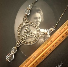Stunning Antique Edwardian Paste, Rhinestone Necklace & Earrings, Bridal, Gold