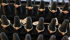 Handmade sizes 4 – 15 Wire-Wrapped Goldstone Rings with Gold-Tone Plated Wire
