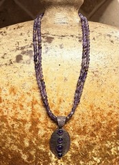 Jay King Necklace & Pendant Copper & Amethyst 18-21 Inches Vintage