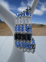 New Magnetic Wrap 36″ Light Blue & Clear Glass Beads Hematite Beads