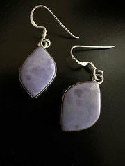 Artisan Vintage 925 Sterling Bezel Set Purple Sugilite Dangle Earrings