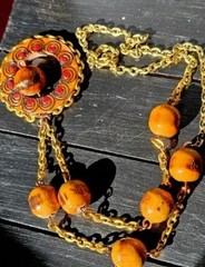 Artisan Gold and Brown 15.5″ Beaded Necklace