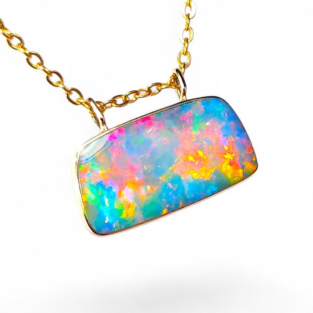 Usekh’ Genuine Australian Opal Pendant 14k Gem Gift 9ct P58