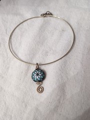 Handmade Forged Bronze With Golem Studio Bead Peacock DesignOn Vintage GP Choker