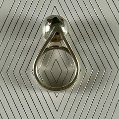 Very Cool 80’s Modernist Ring. Hammered Sterling Silver Ball atop 3 Bands. 5.75.
