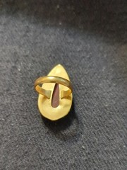 Gold Plated Red Brown Jasper Gemstone Teardrop Statement Ring – Size 9