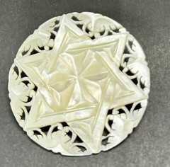 VTG Lace Carved Mother of Pearl 6 Point Star of David 1.5″ Brooch Pin