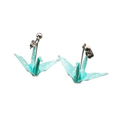 NOREN Origami Washi Paper Earrings Handmade Low Allergenic Jewelry Red Japan