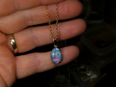 Magnagenta’ Genuine Australian Opal Pendant 14k Gem Gift 1.3g P55