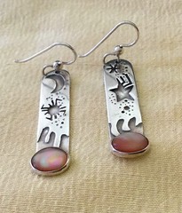 Handmade Sterling Silver French Wire Earrings with MOP or Abalone by Mary Zydel