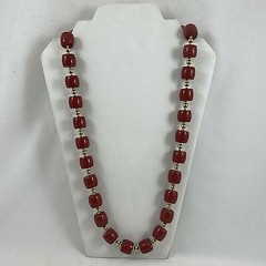 Handmade in the USA ~ Gold Plate ~ Red Coral 30″ Necklace T20 TP50