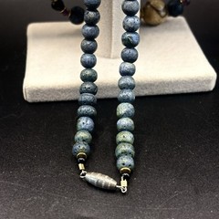 VTG Handmade Studio Art Bead Necklace Ceramic Wood Mixed Media 25″