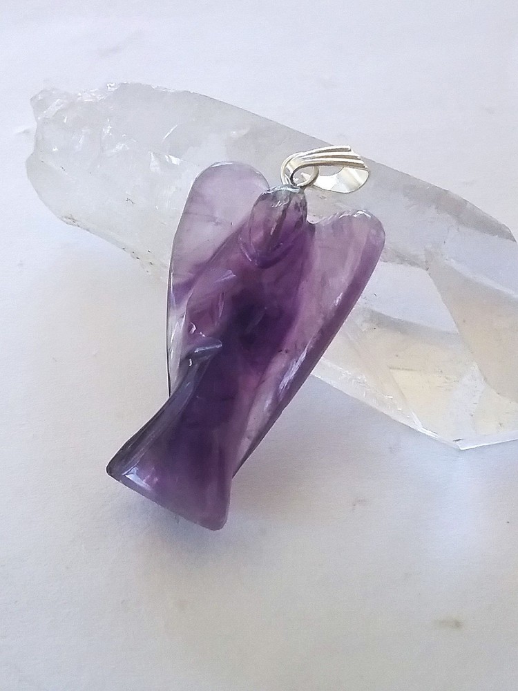 AMETHYST ANGEL Necklace, AMETHYST ANGEL PENDANT WITH SILVER CHAIN, Purple Angel