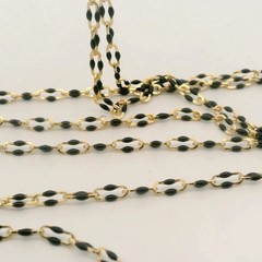 925 Sterling Silver Paper Clip Squared Wire Gold Plated Chain 3.2×0.7mm, Black E