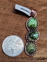 Sonoran gold turquoise three stone copper pendant