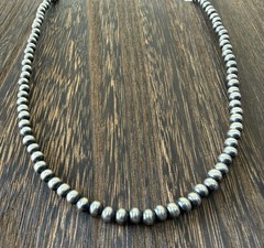 Sterling Silver Native Style SW 5mm Desert Pearls Necklace 18.5-20.5” Adjustable