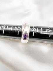 Sterling Silver Modernist Ring/Faceted Purple Glass/Flush‑Set/Artisan/Sz 5.5