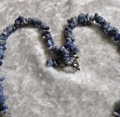 Sodalite Pendant Necklace 19” Round Stone Pendant ~ Lobster Claw Clasp Artisan