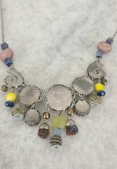 Ayala Bar Signed Vintage Fabric and Crystal Necklace