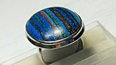 GRANDEUR RAINBOW CALCITE IN STERLING SILVER.925 RING SIZE 7.0-7.25!
