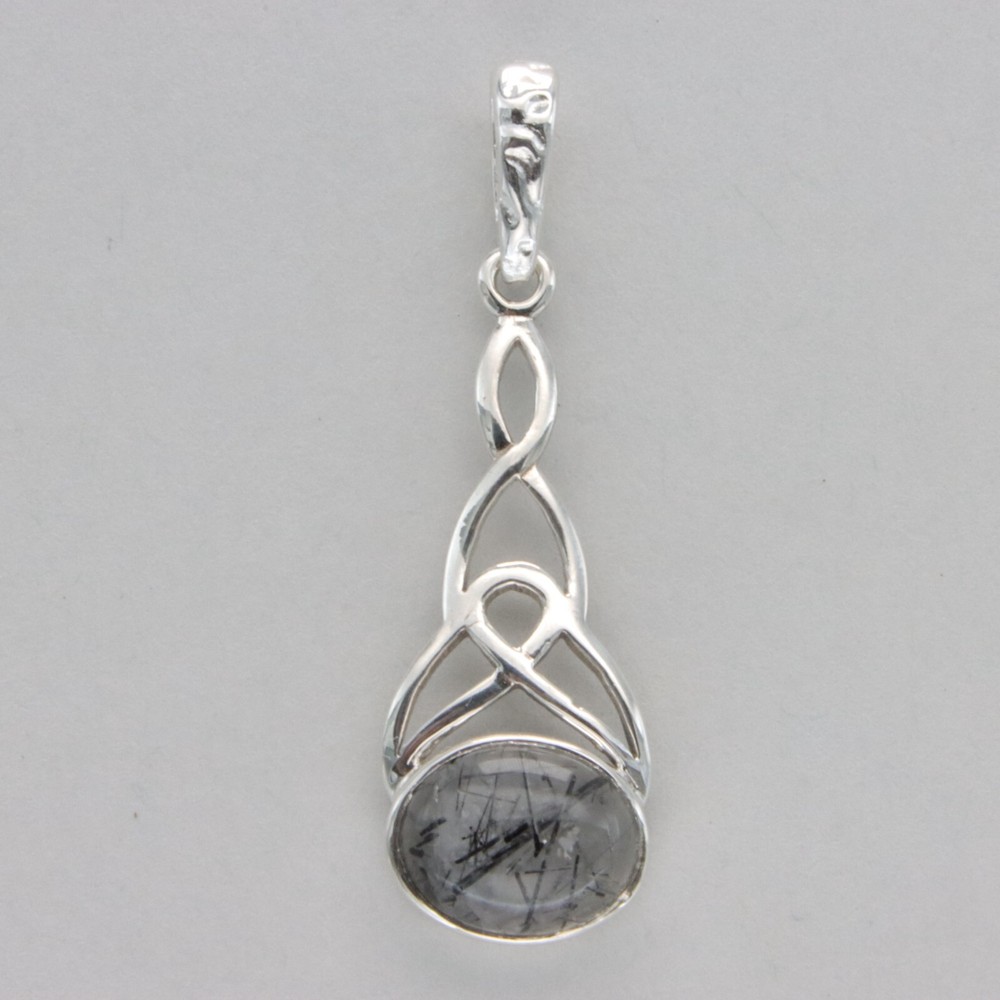 Oval Square / Rectangle RUTILATED QUARTZ Celtic Pendant 925 STERLING SILVER #3e
